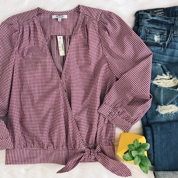 Madewell Tops - Madewell Wrap Top in Gingham Check